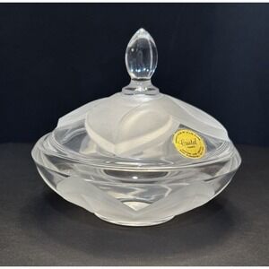 J.G Durand Cristal Florence Frosted Crystal Covered Candy Trinket Jewelry Dish
